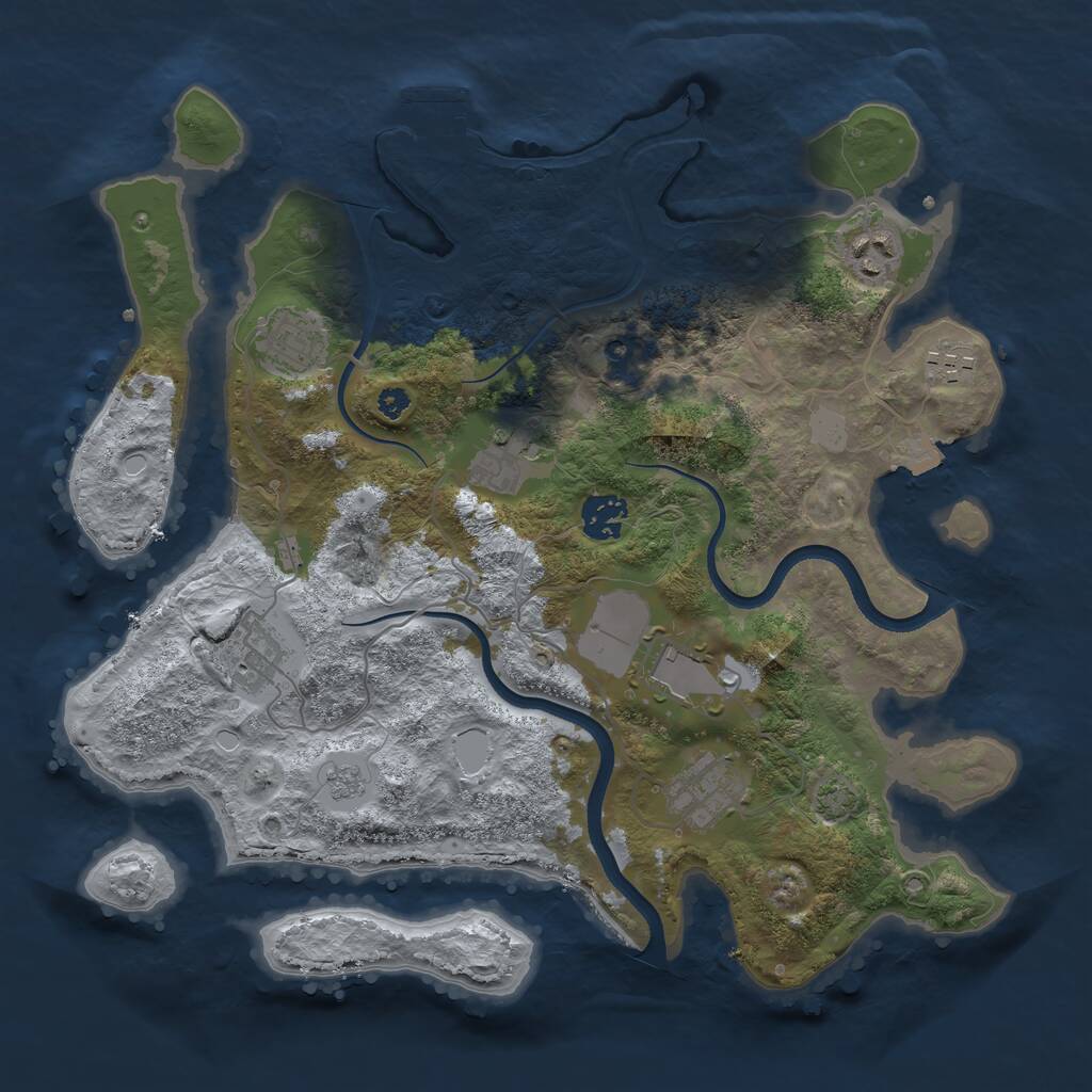 Rust Map: Procedural Map, Size: 3500, Seed: 651356355, 13 Monuments