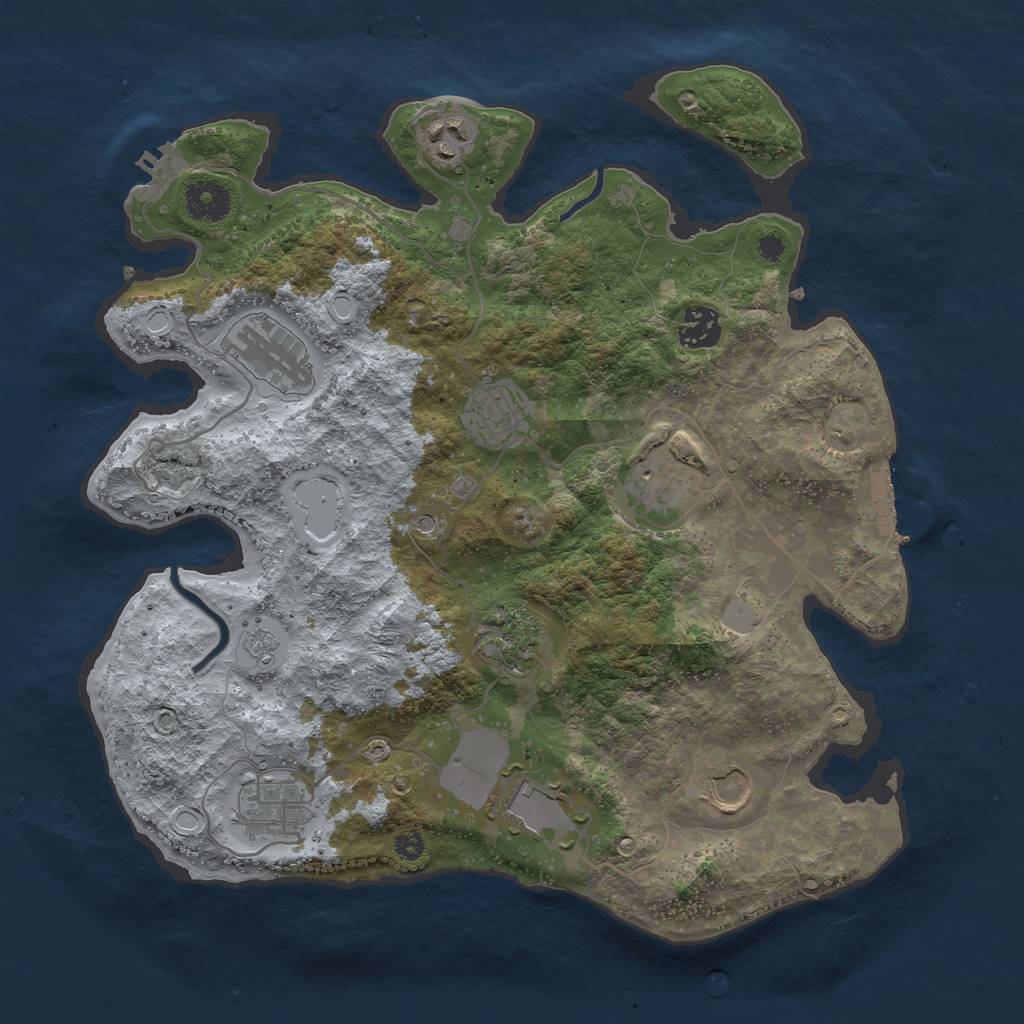 Rust Map: Procedural Map, Size: 3500, Seed: 4441133, 16 Monuments