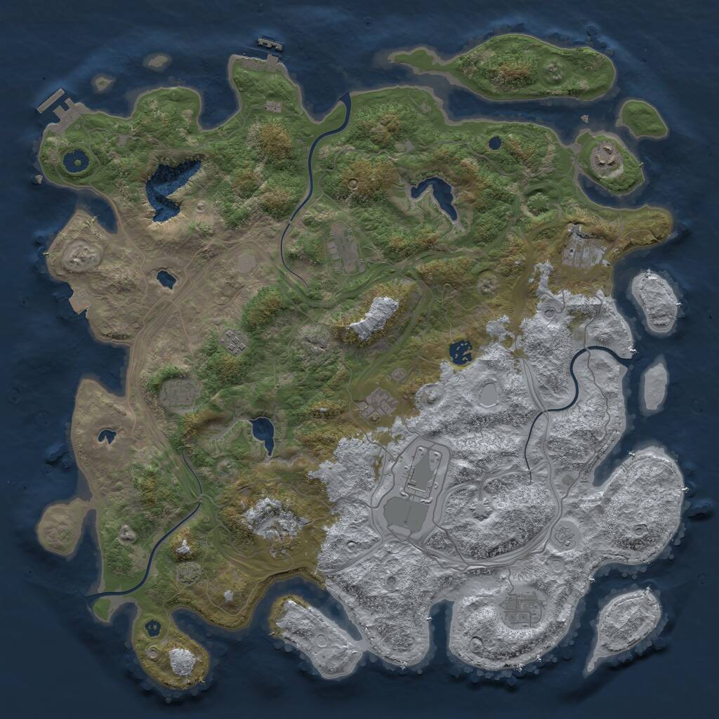 Rust Map: Procedural Map, Size: 4500, Seed: 564029, 16 Monuments
