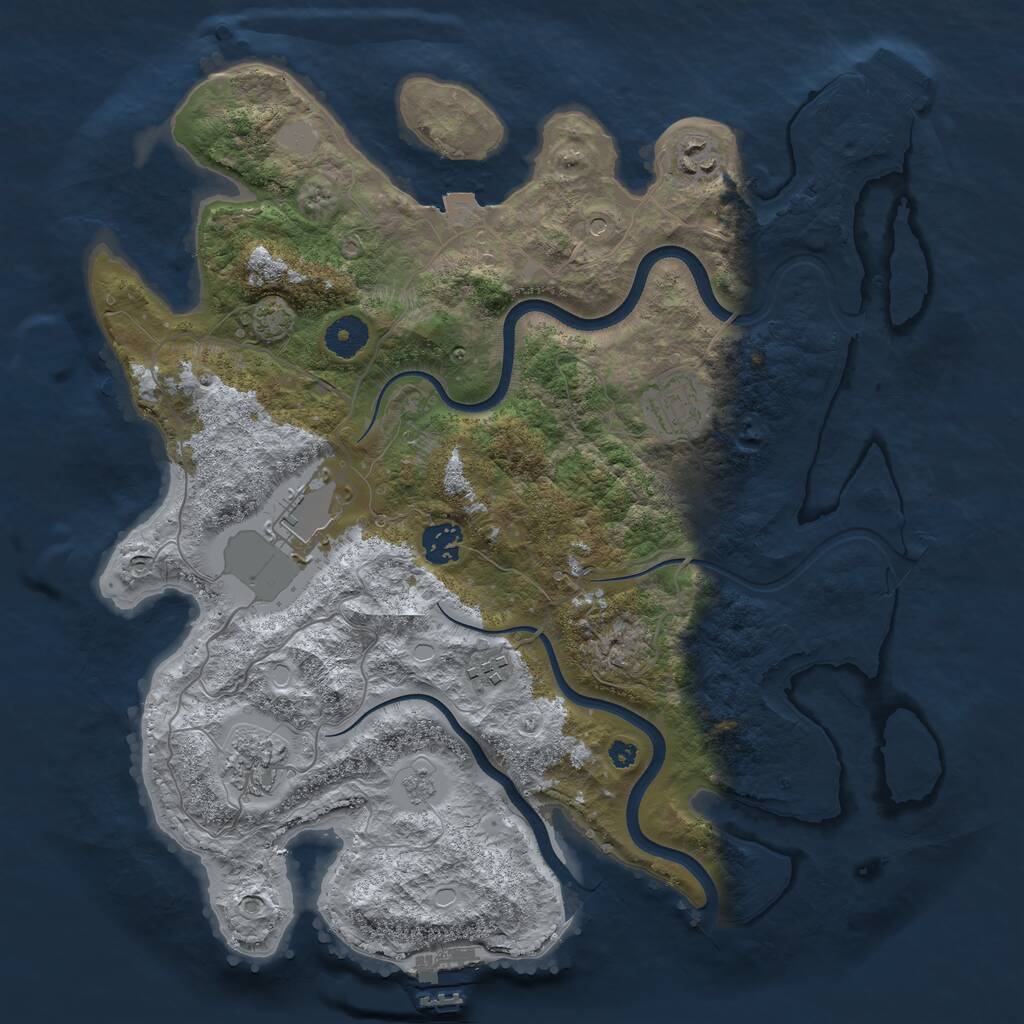 Rust Map: Procedural Map, Size: 3700, Seed: 1302512172, 12 Monuments