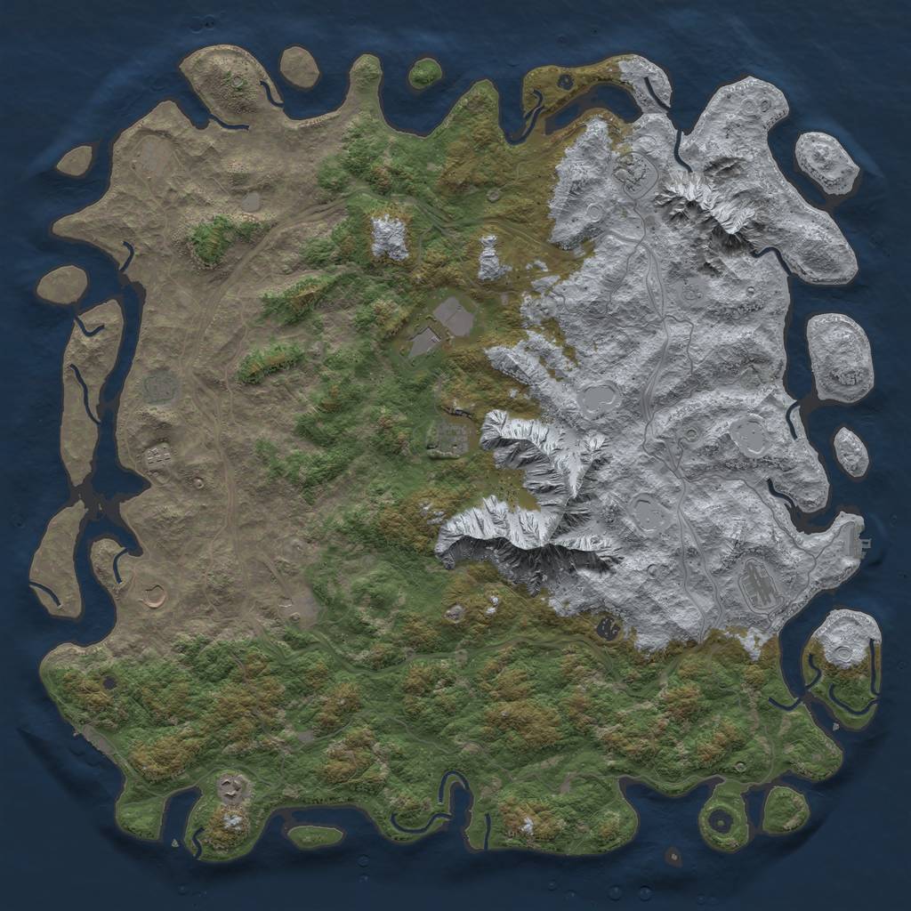 Rust Map: Procedural Map, Size: 6000, Seed: 22668800, 18 Monuments