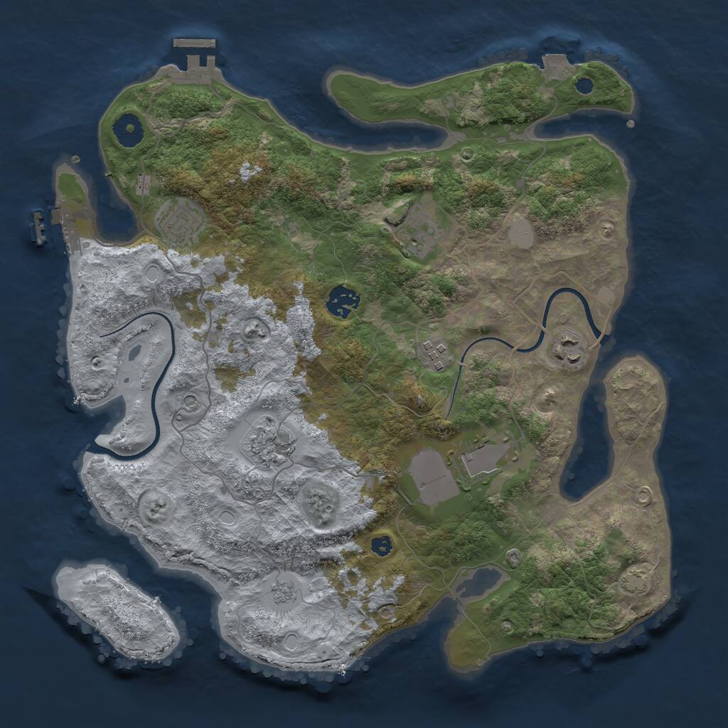Rust Map: Procedural Map, Size: 3500, Seed: 813679824, 13 Monuments