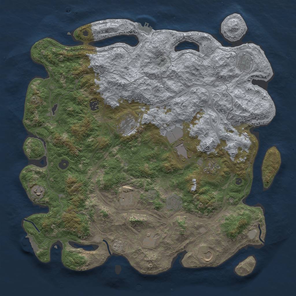Rust Map: Procedural Map, Size: 4500, Seed: 555040560, 18 Monuments