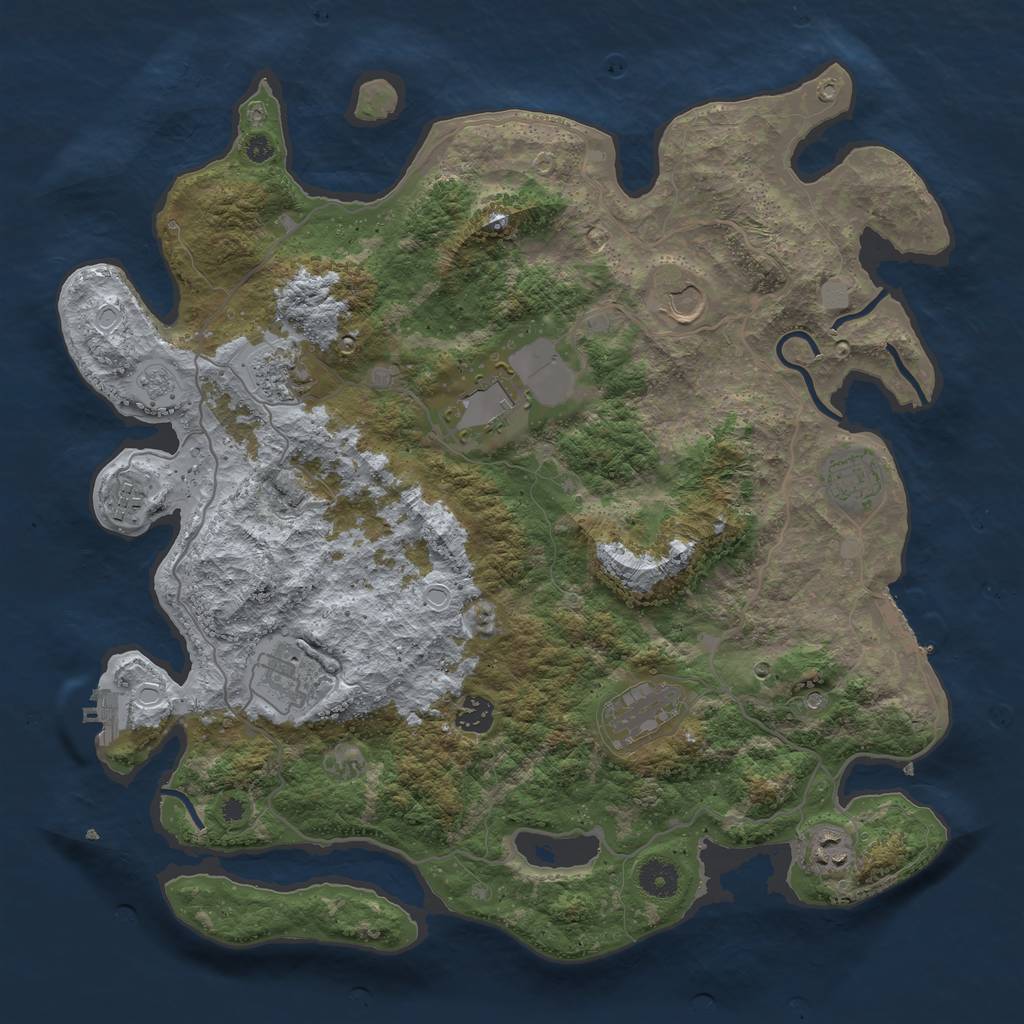 Rust Map: Procedural Map, Size: 4000, Seed: 8564636, 16 Monuments