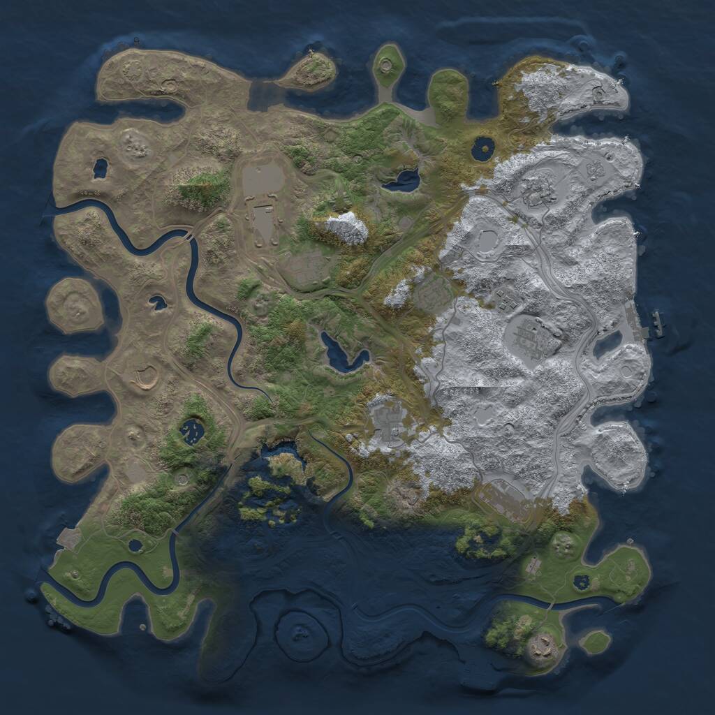 Rust Map: Procedural Map, Size: 4500, Seed: 2141064869, 17 Monuments