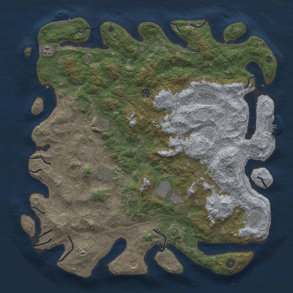 Rust Map: Procedural Map, Size: 4800, Seed: 1998030548, 18 Monuments