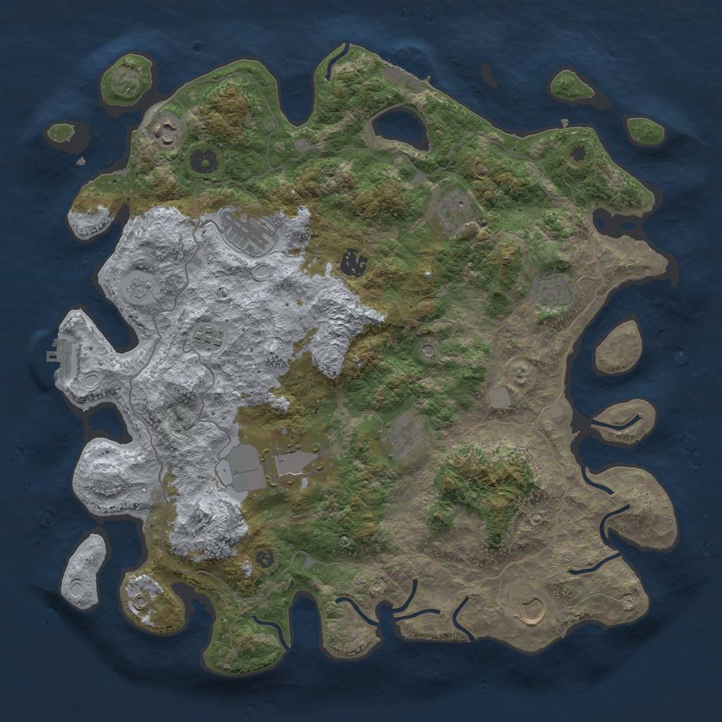 Rust Map: Procedural Map, Size: 4000, Seed: 3754481, 16 Monuments