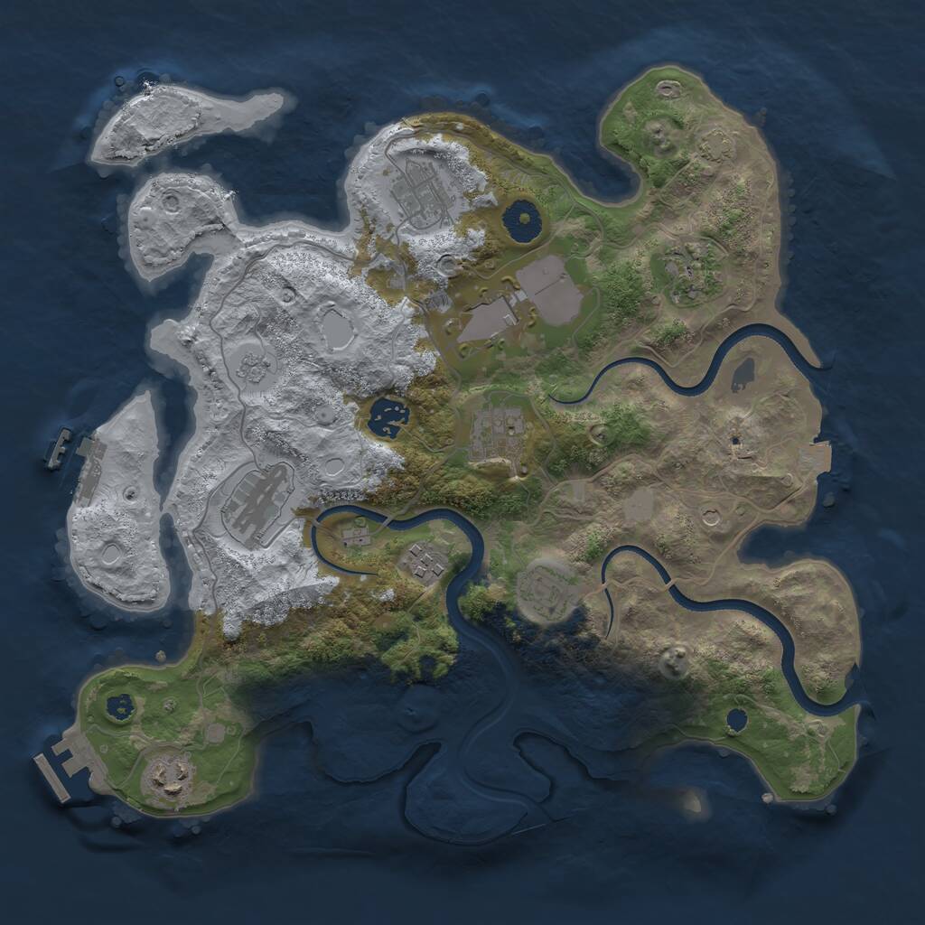 Rust Map: Procedural Map, Size: 3500, Seed: 1697498574, 15 Monuments