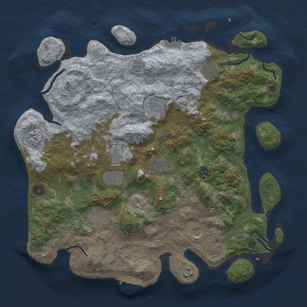 Rust Map: Procedural Map, Size: 4000, Seed: 19911991, 17 Monuments