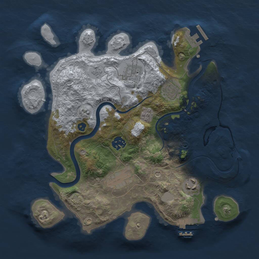 Rust Map: Procedural Map, Size: 3000, Seed: 1931439044, 12 Monuments