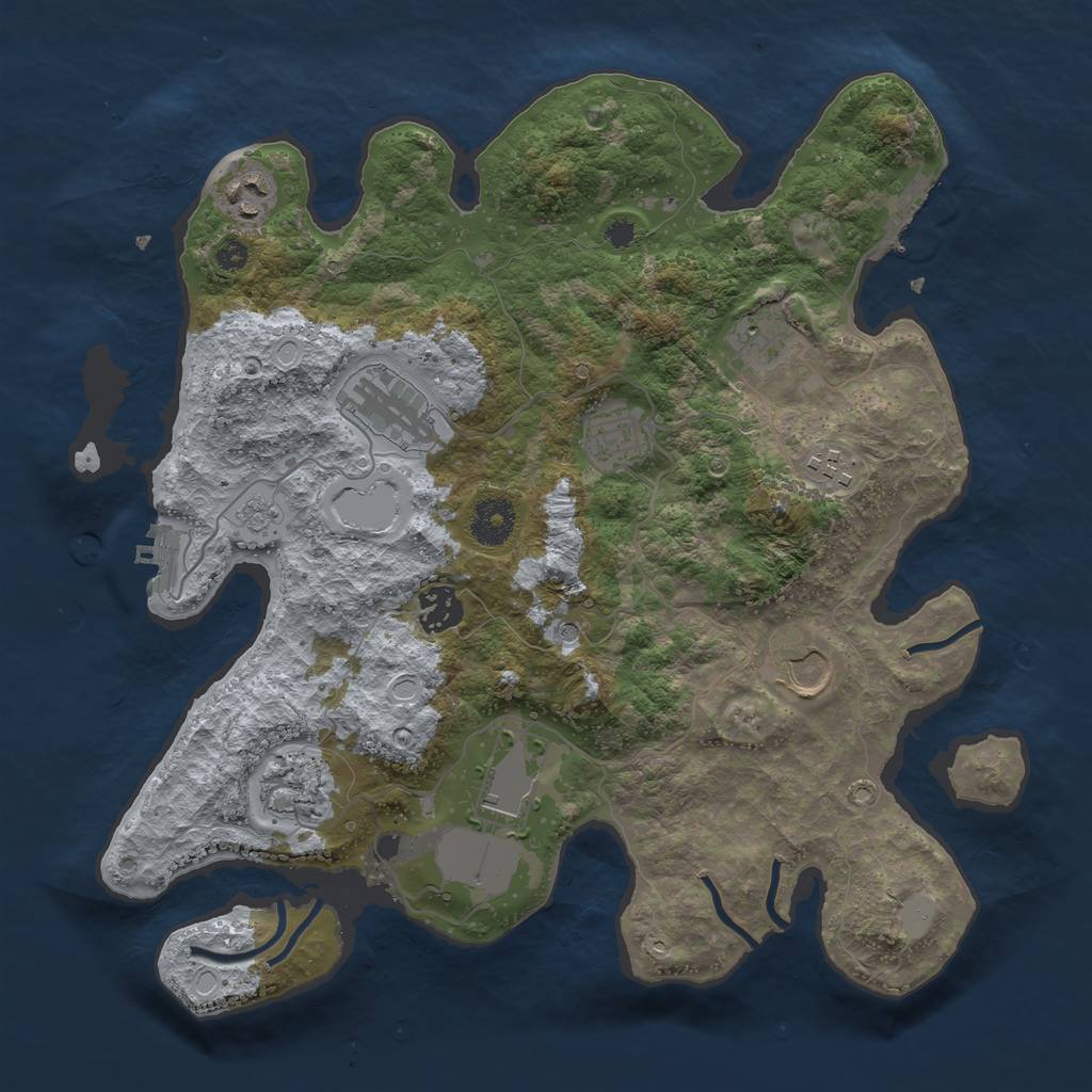 Rust Map: Procedural Map, Size: 3500, Seed: 1237735433, 16 Monuments