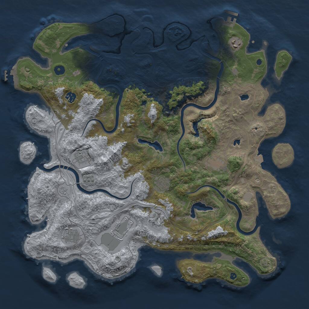 Rust Map: Procedural Map, Size: 4500, Seed: 645736034, 15 Monuments