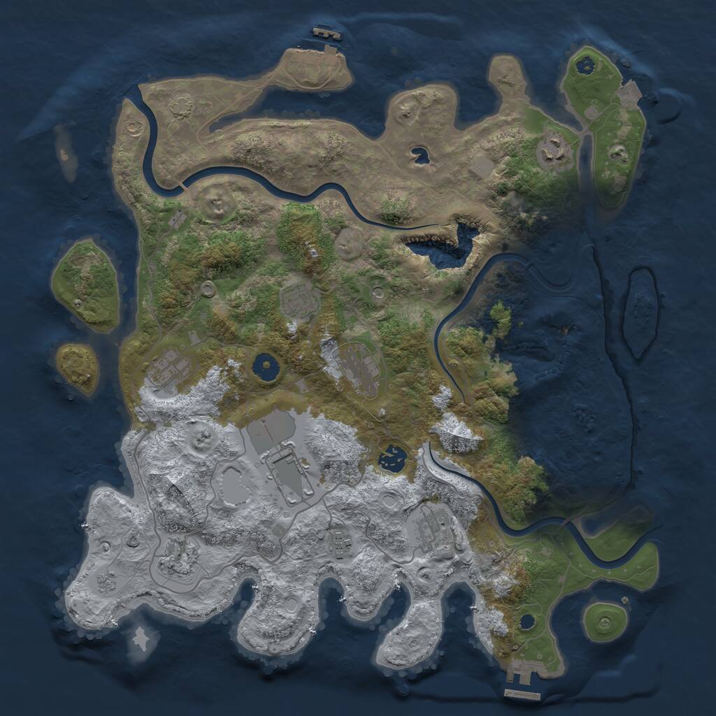 Rust Map: Procedural Map, Size: 4000, Seed: 65844, 15 Monuments