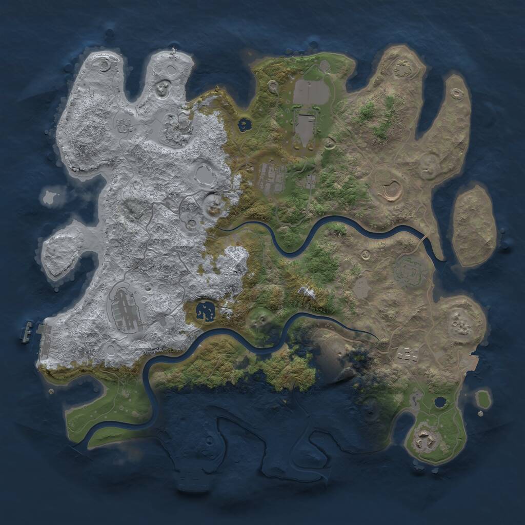 Rust Map: Procedural Map, Size: 3850, Seed: 1059104384, 16 Monuments