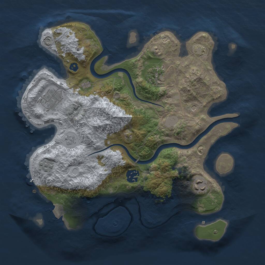 Rust Map: Procedural Map, Size: 3000, Seed: 838804084, 9 Monuments