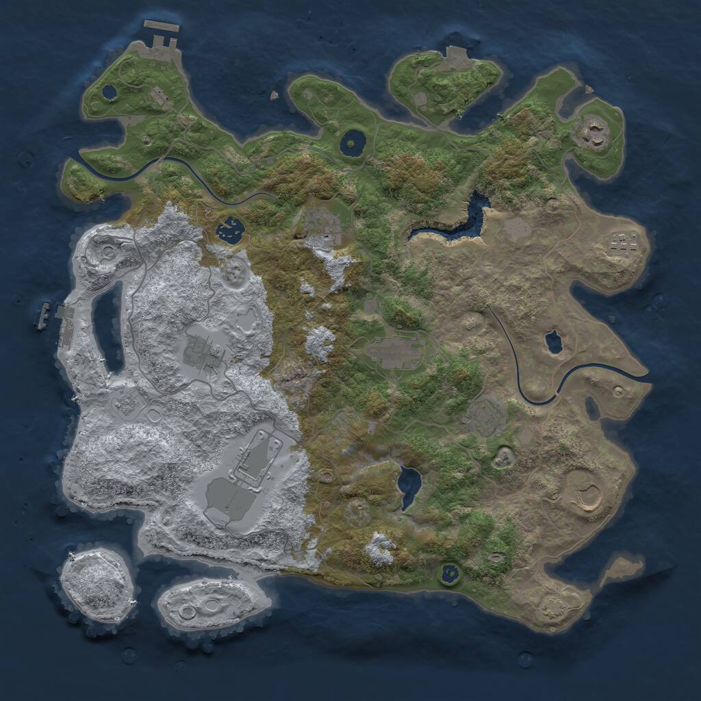 Rust Map: Procedural Map, Size: 4000, Seed: 357421657, 15 Monuments