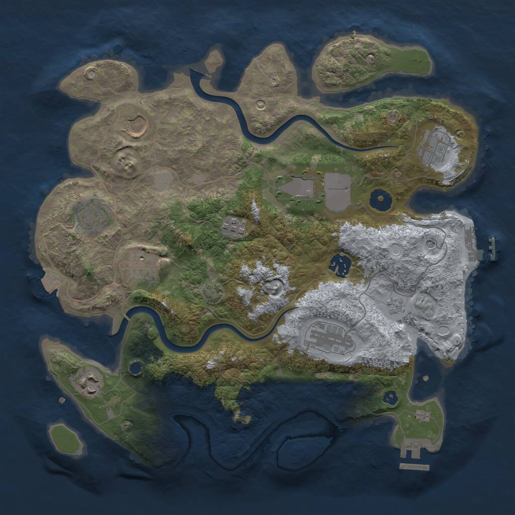 Rust Map: Procedural Map, Size: 3500, Seed: 324564727, 15 Monuments