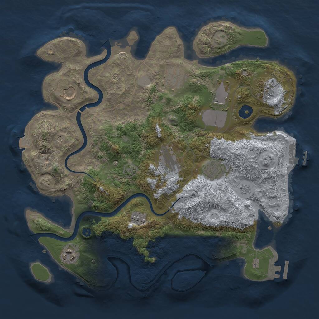 Rust Map: Procedural Map, Size: 3500, Seed: 324564727, 14 Monuments
