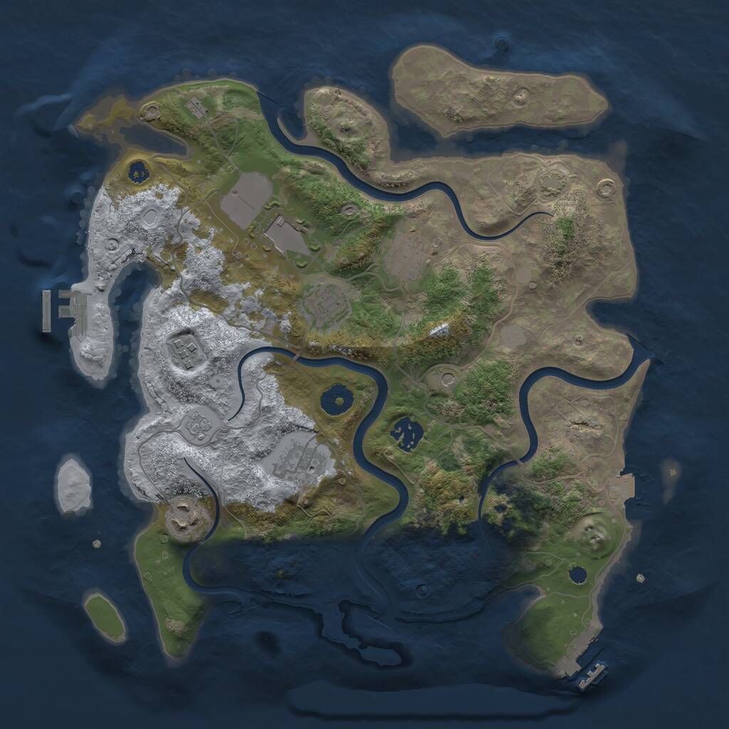 Rust Map: Procedural Map, Size: 3500, Seed: 12719877, 13 Monuments
