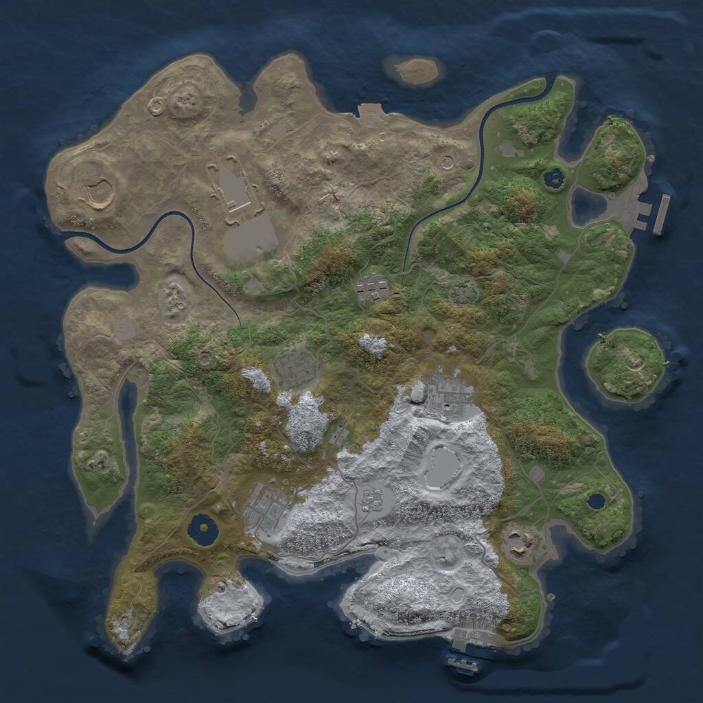 Rust Map: Procedural Map, Size: 3500, Seed: 1643934352, 13 Monuments