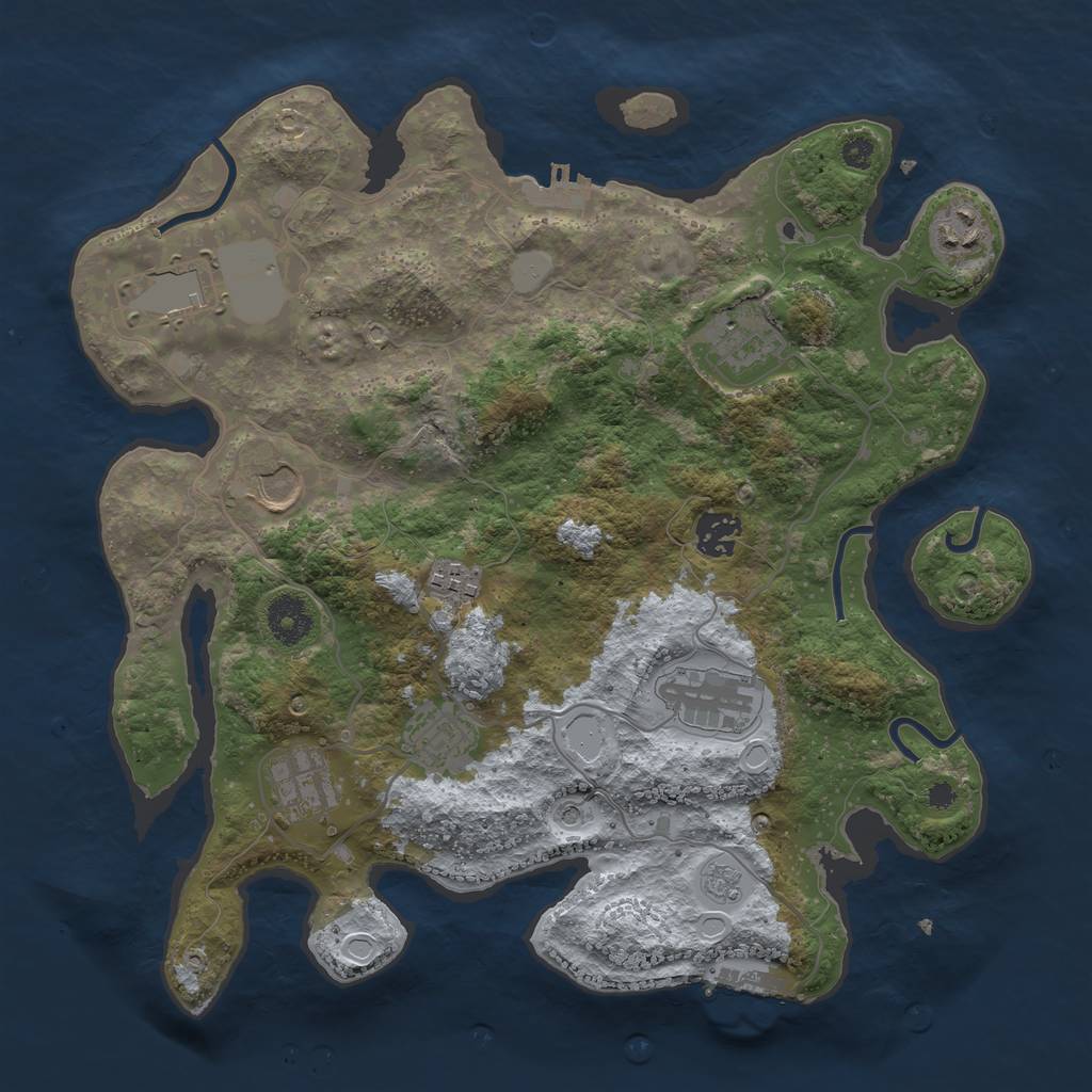 Rust Map: Procedural Map, Size: 3500, Seed: 1643934352, 16 Monuments