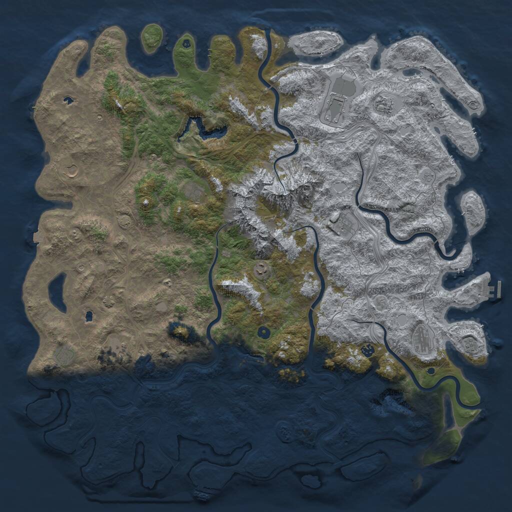 Rust Map: Procedural Map, Size: 6000, Seed: 361049354, 17 Monuments