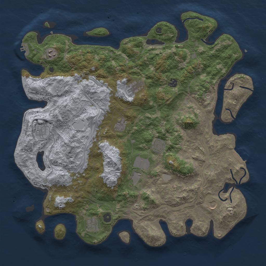 Rust Map: Procedural Map, Size: 4500, Seed: 2657777, 17 Monuments