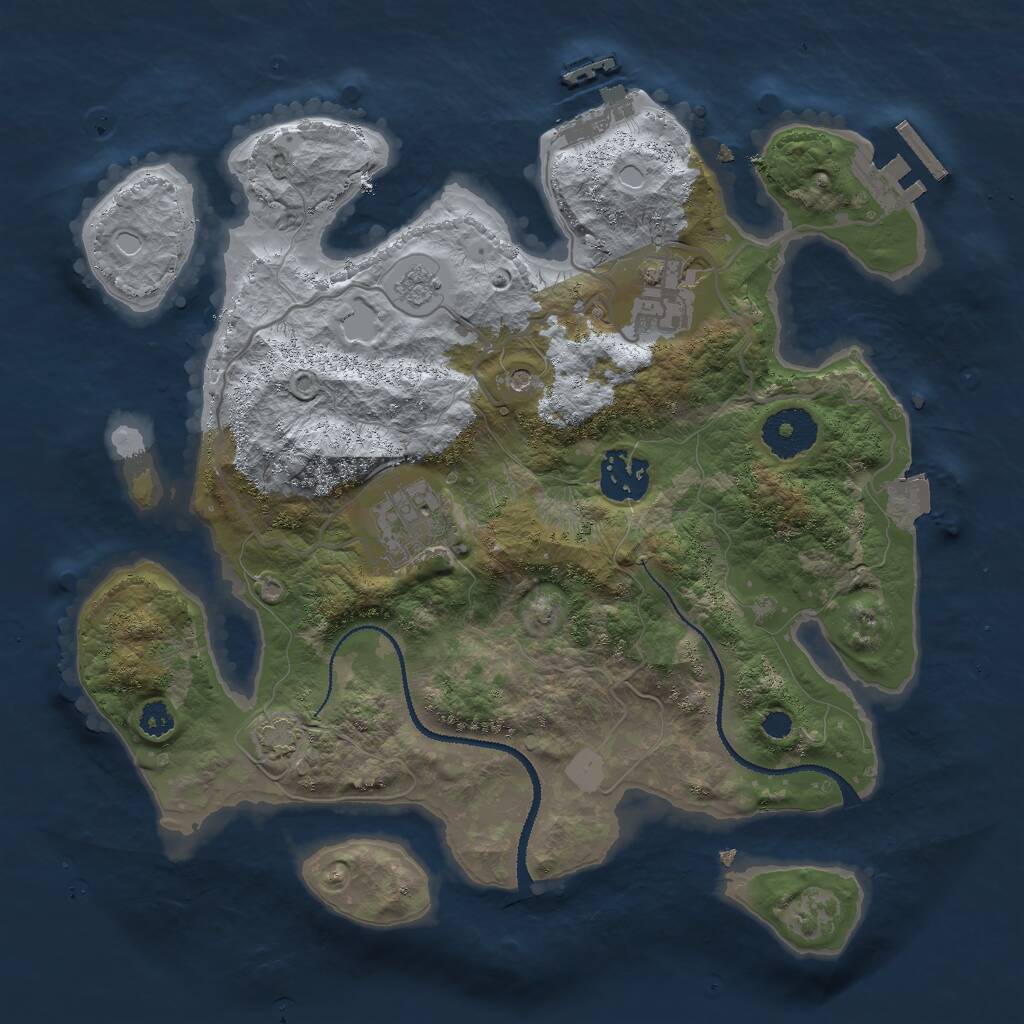 Rust Map: Procedural Map, Size: 3000, Seed: 303108528, 9 Monuments