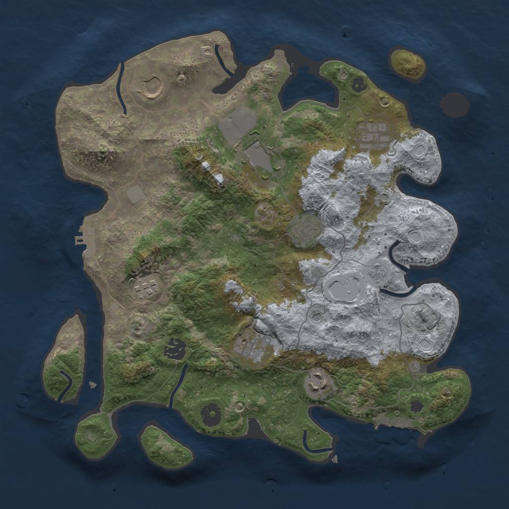 Rust Map: Procedural Map, Size: 3500, Seed: 1026690979, 15 Monuments
