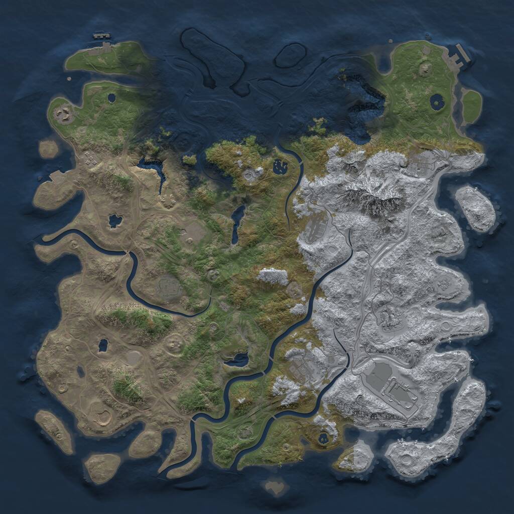 Rust Map: Procedural Map, Size: 5000, Seed: 200534, 17 Monuments