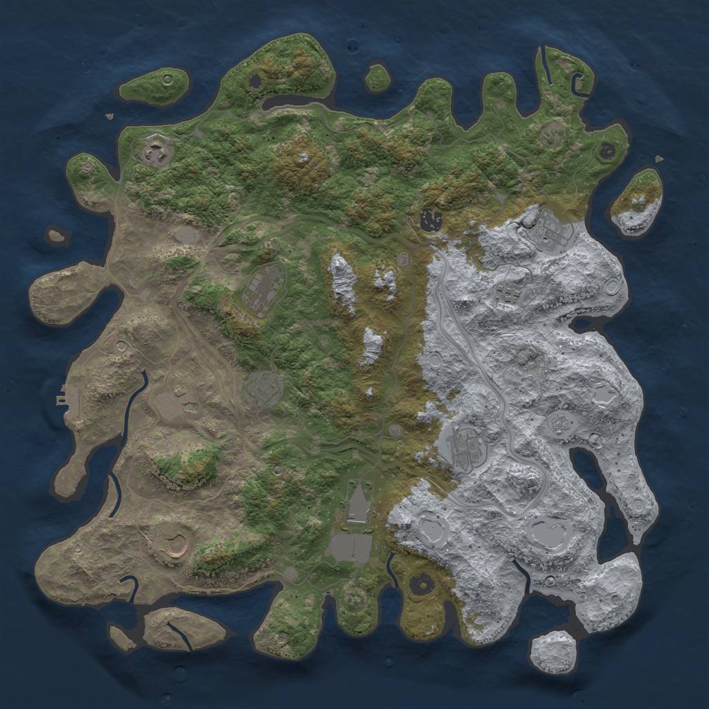 Rust Map: Procedural Map, Size: 4500, Seed: 855971195, 16 Monuments