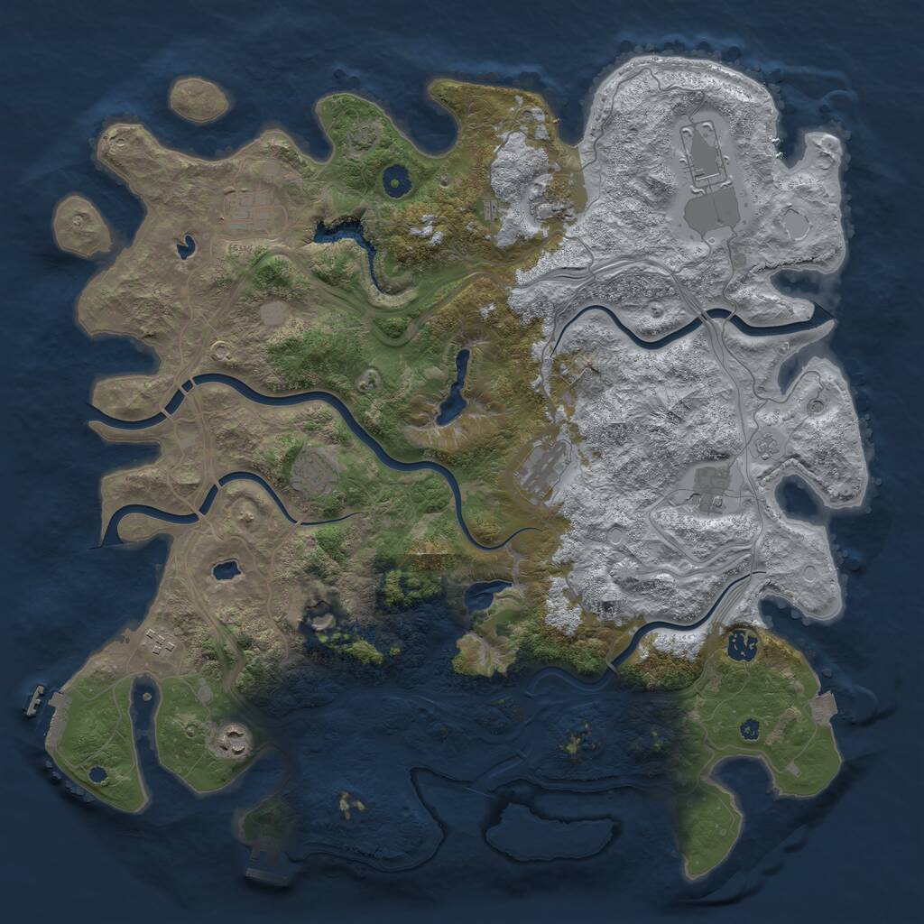 Rust Map: Procedural Map, Size: 4500, Seed: 130303, 16 Monuments