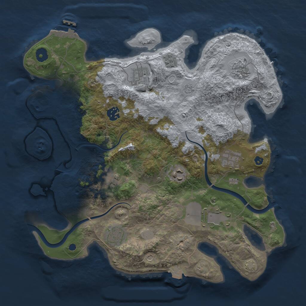 Rust Map: Procedural Map, Size: 3500, Seed: 91425237, 14 Monuments