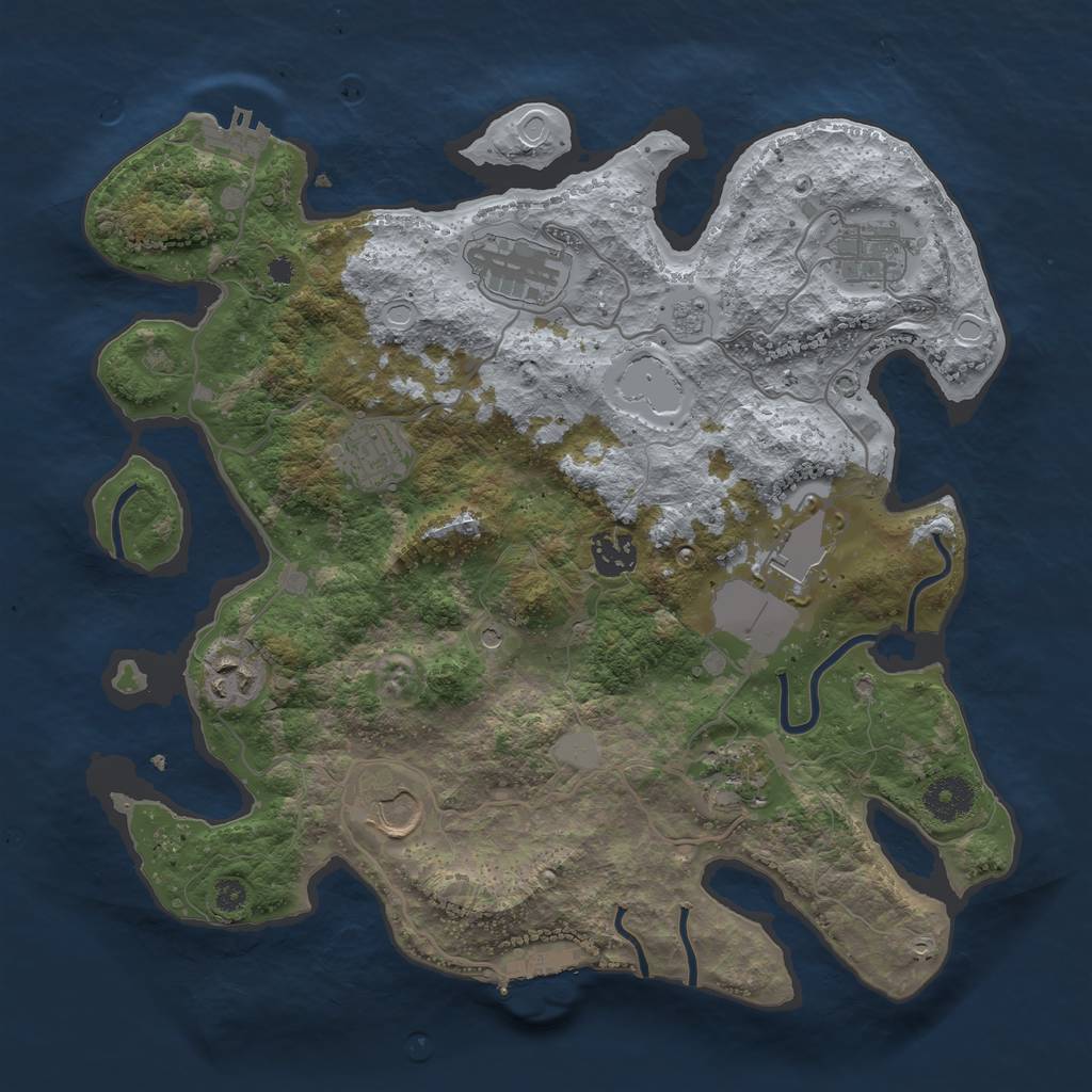 Rust Map: Procedural Map, Size: 3500, Seed: 91425237, 15 Monuments