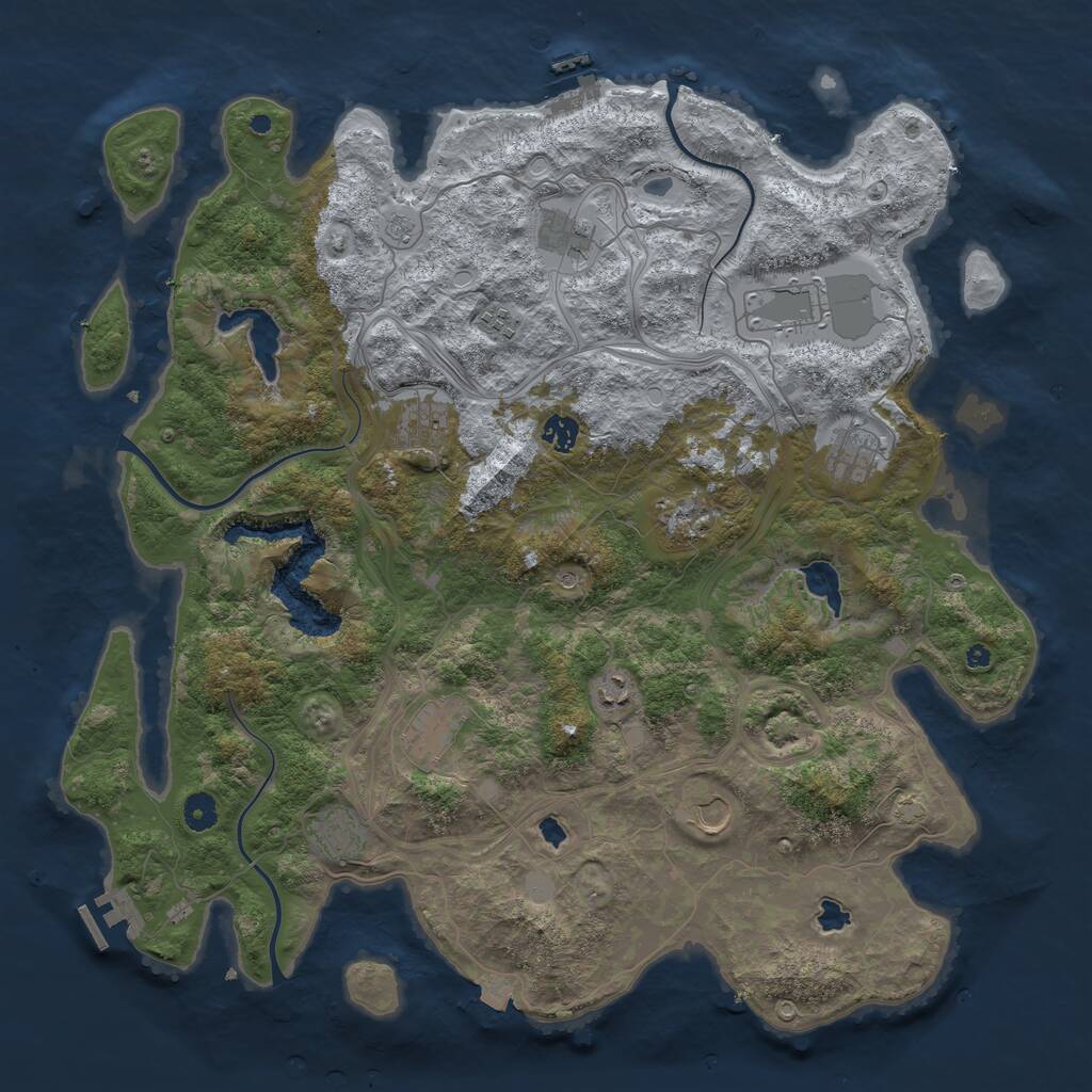 Rust Map: Procedural Map, Size: 4500, Seed: 490890355, 17 Monuments