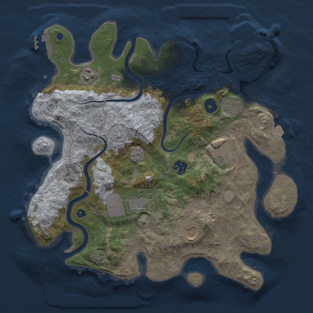 Rust Map: Procedural Map, Size: 3500, Seed: 16380213, 13 Monuments