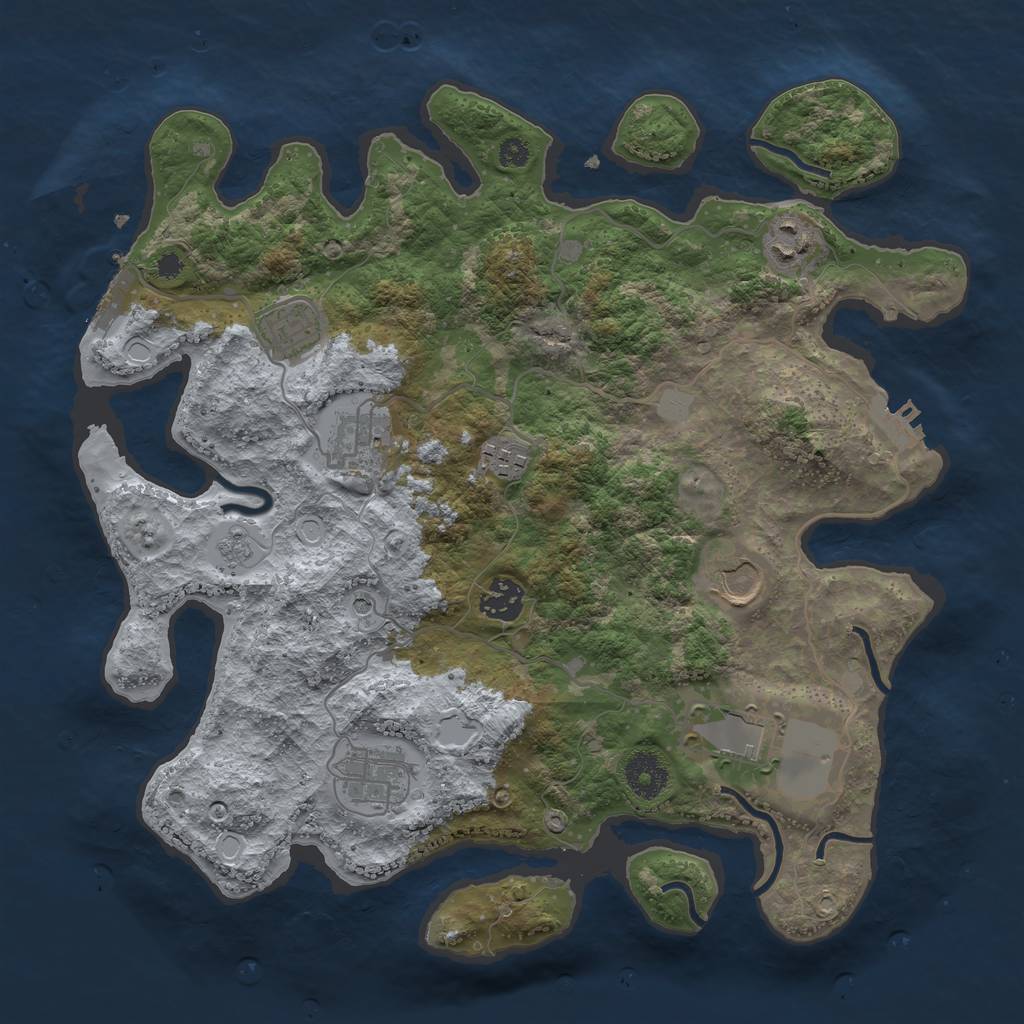 Rust Map: Procedural Map, Size: 3500, Seed: 1481741, 15 Monuments