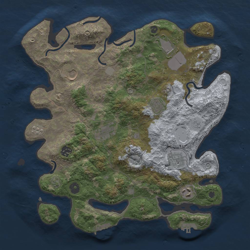 Rust Map: Procedural Map, Size: 3500, Seed: 953622305, 15 Monuments