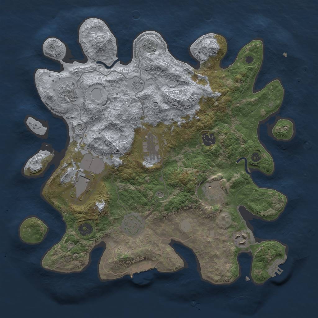 Rust Map: Procedural Map, Size: 3500, Seed: 100625617, 15 Monuments