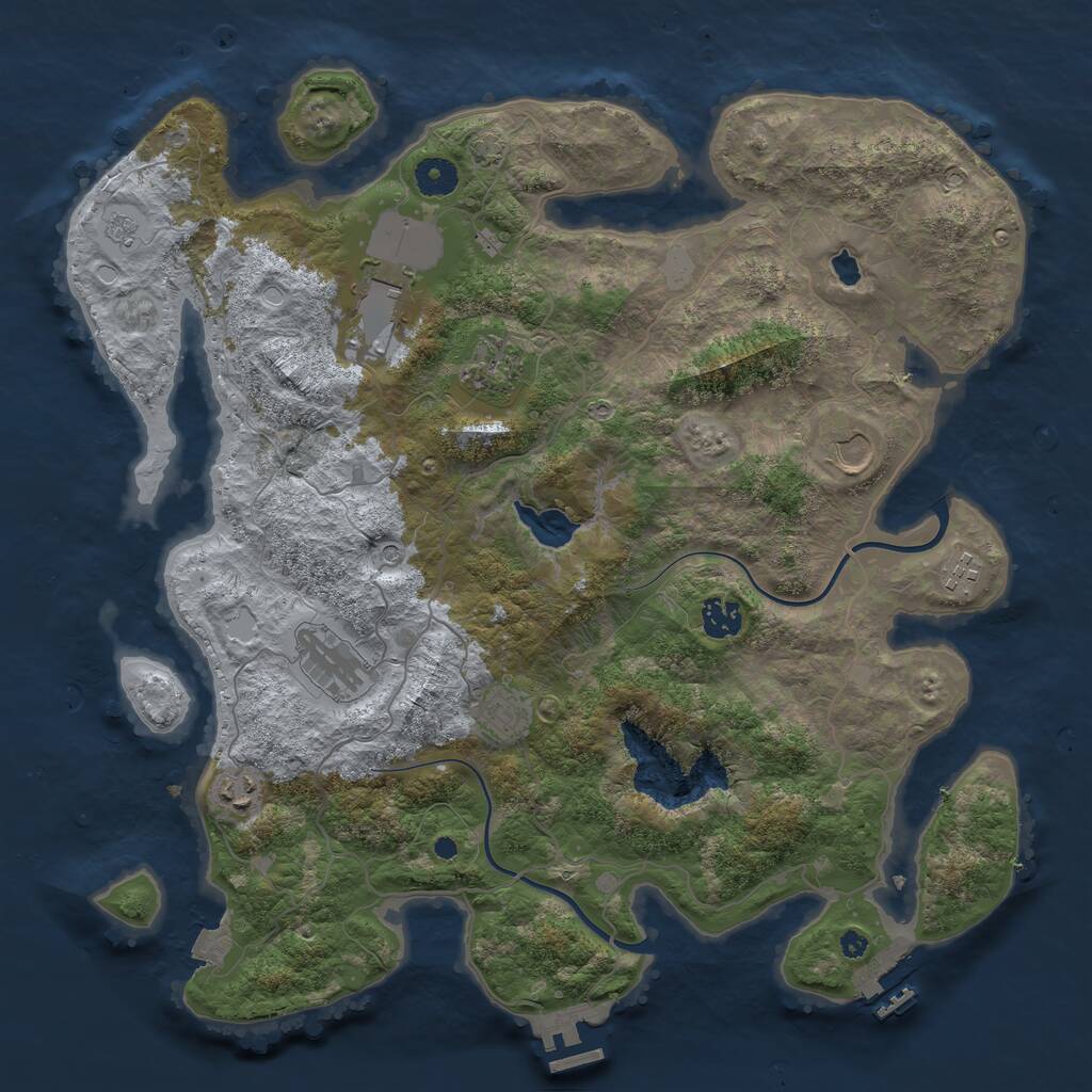 Rust Map: Procedural Map, Size: 4000, Seed: 1189345342, 14 Monuments