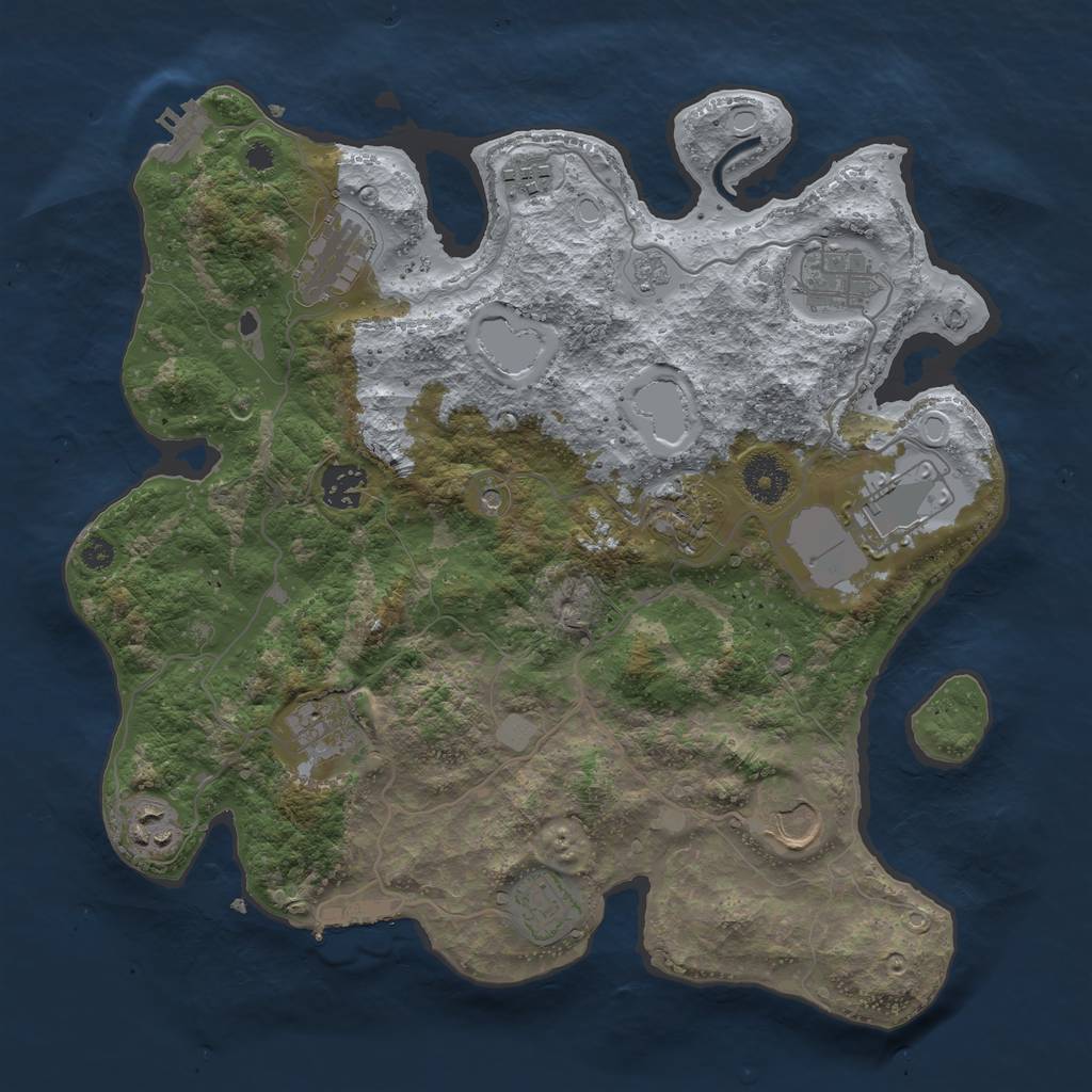 Rust Map: Procedural Map, Size: 3500, Seed: 499738159, 17 Monuments