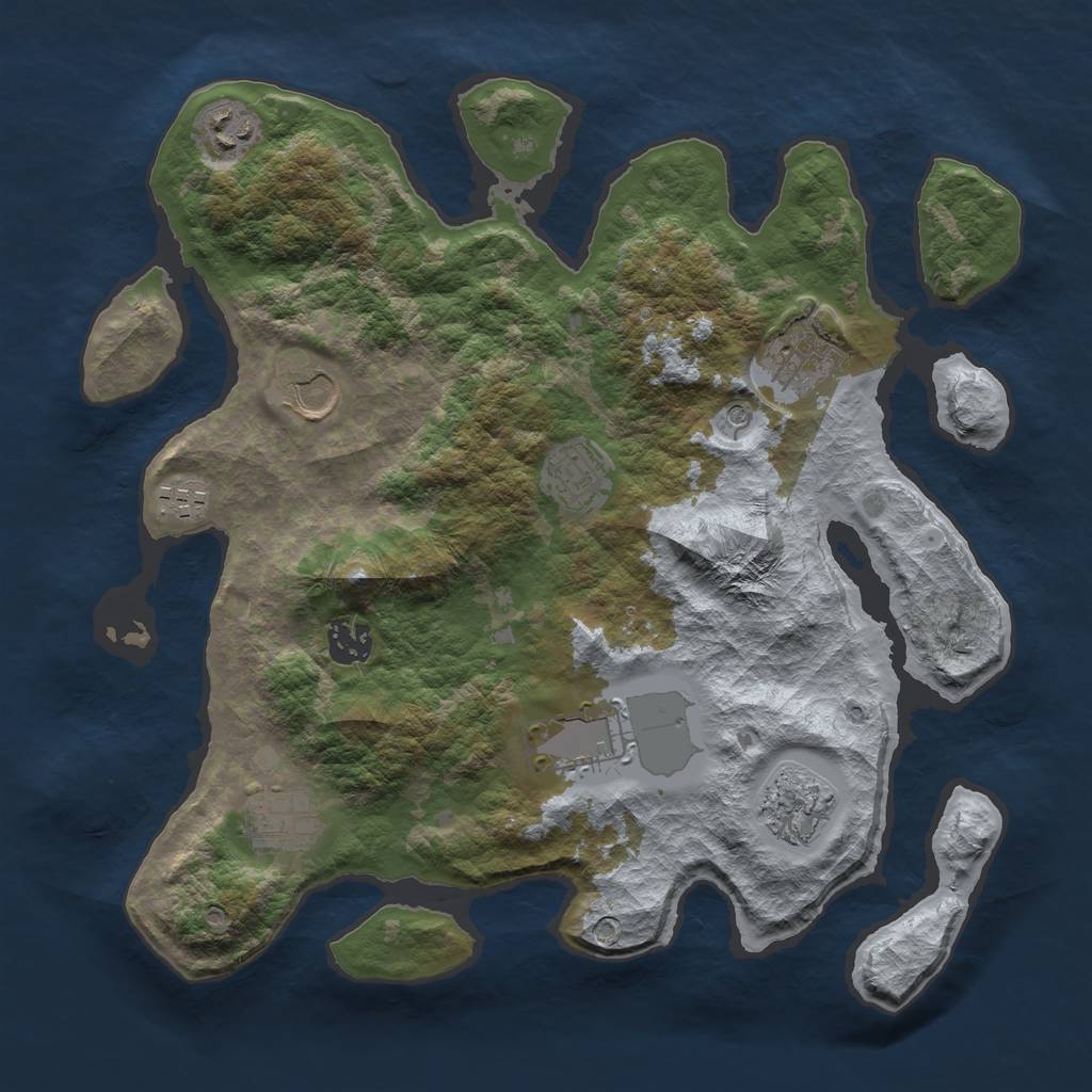 Rust Map: Barren, Size: 3500, Seed: 23, 12 Monuments