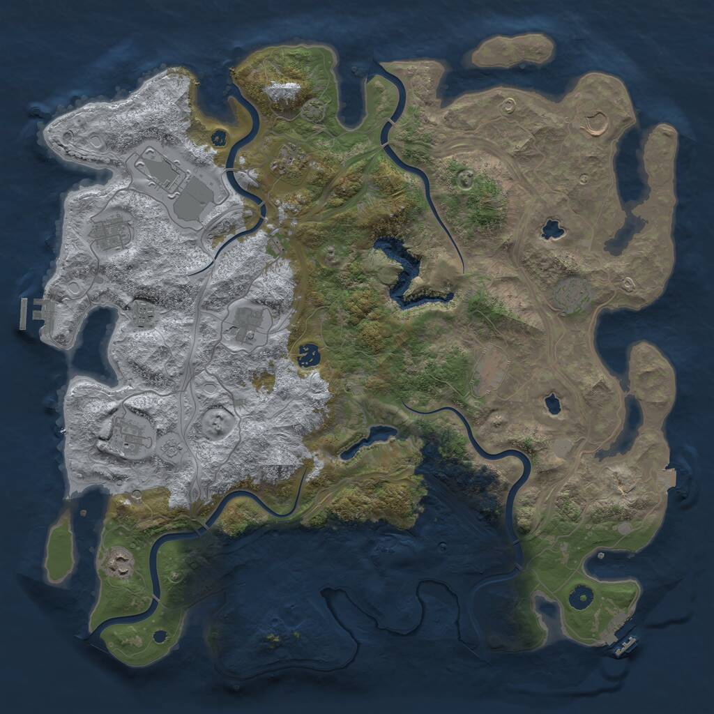 Rust Map: Procedural Map, Size: 4500, Seed: 3456467, 17 Monuments