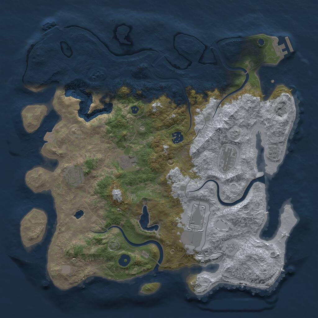 Rust Map: Procedural Map, Size: 4000, Seed: 4853, 12 Monuments