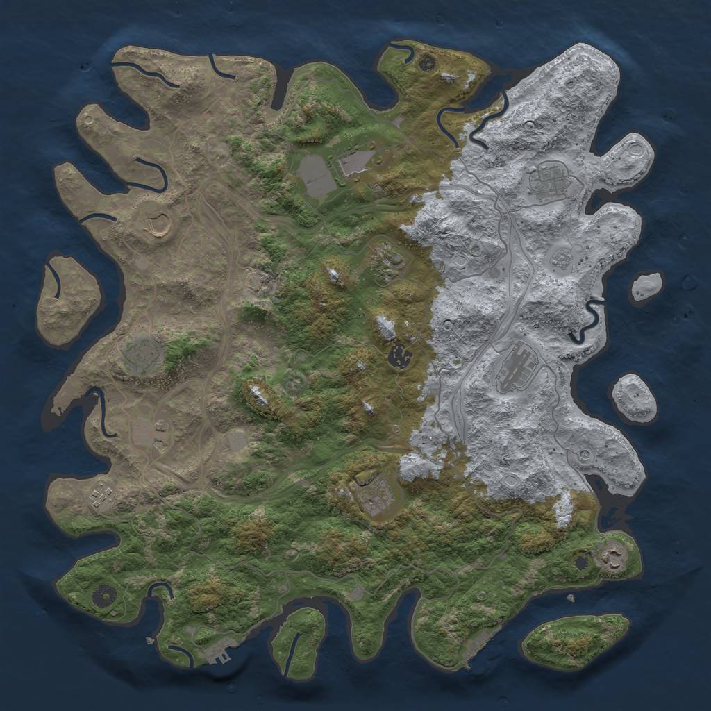 Rust Map: Procedural Map, Size: 4500, Seed: 62559410, 18 Monuments
