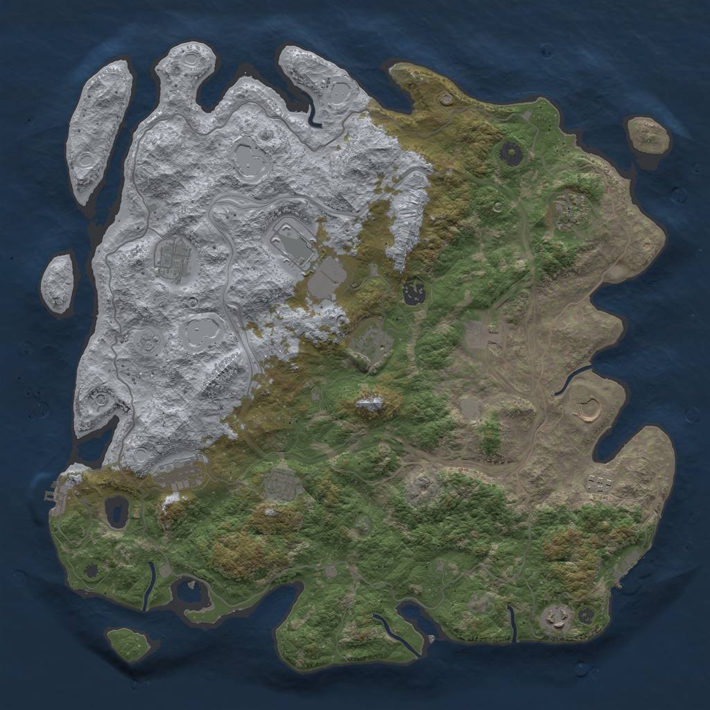 Rust Map: Procedural Map, Size: 4500, Seed: 855542945, 18 Monuments
