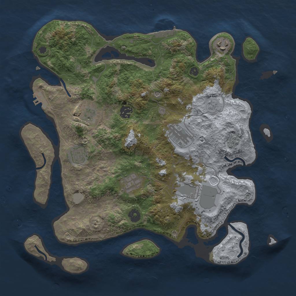 Rust Map: Procedural Map, Size: 3500, Seed: 394677611, 15 Monuments