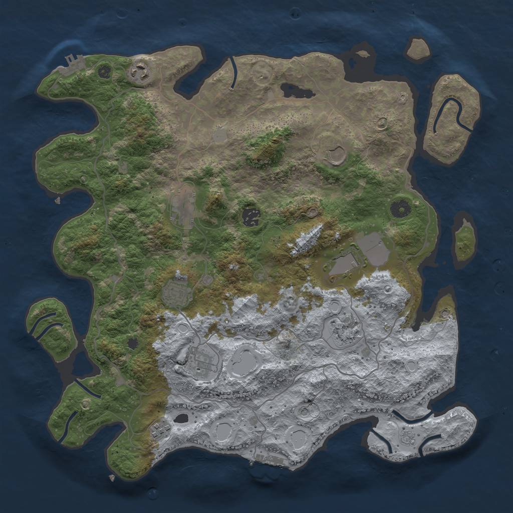 Rust Map: Procedural Map, Size: 4000, Seed: 634293962, 16 Monuments