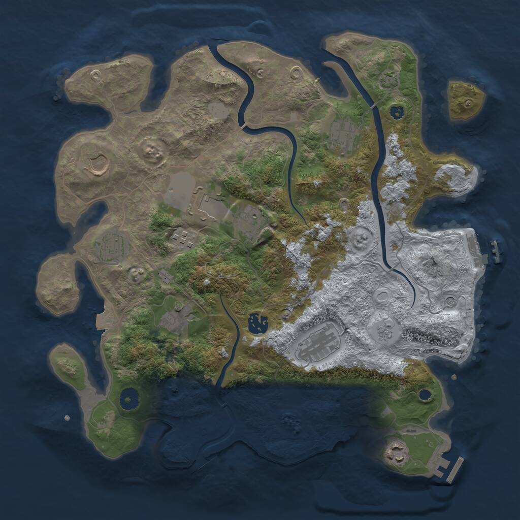 Rust Map: Procedural Map, Size: 3700, Seed: 324991905, 16 Monuments