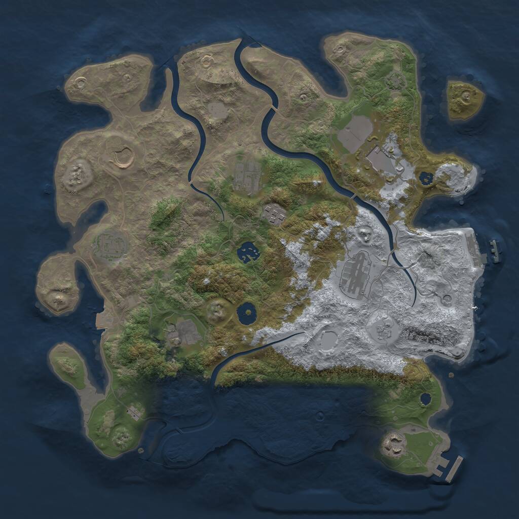 Rust Map: Procedural Map, Size: 3700, Seed: 324991905, 15 Monuments
